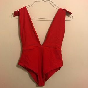 Plunge red one piece